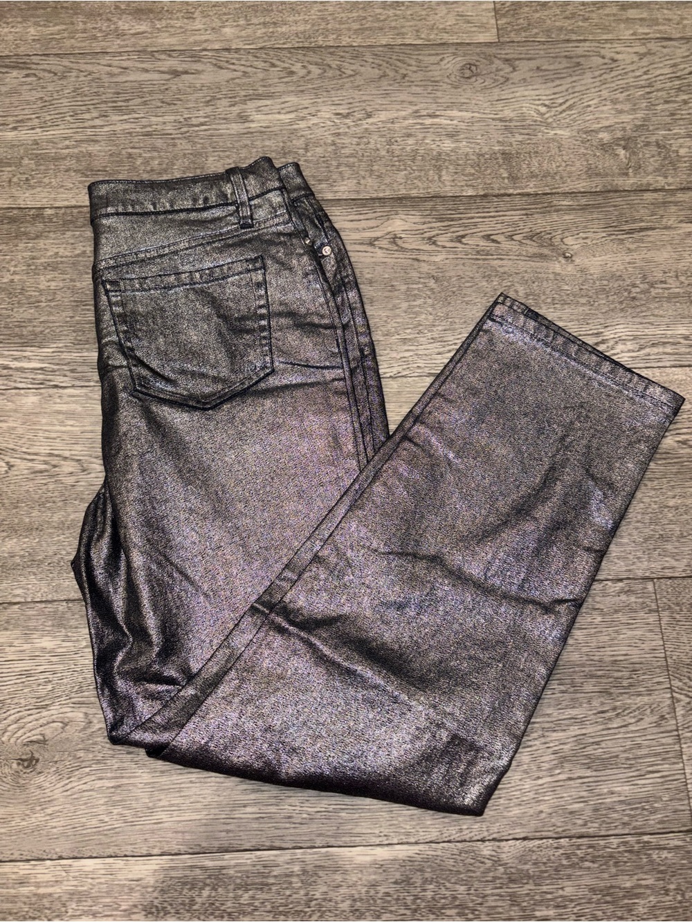 INC International Concepts Metallic Charcoal Skinny Jeans